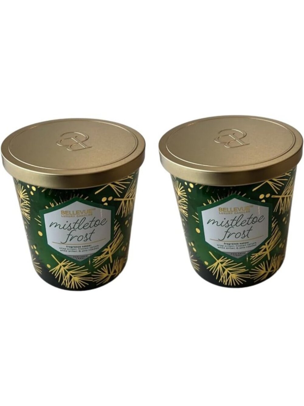 Luxury Soy Candles Set of 2, 12 OZ Mistletoe Frost, Aromatherapy Home Scents